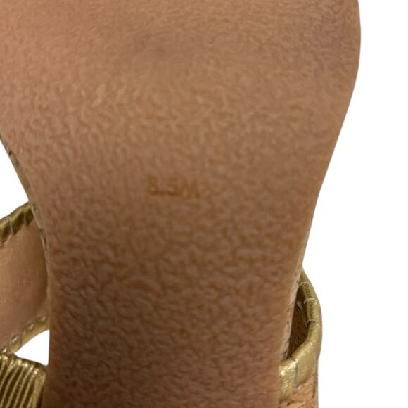 Jack Rogers Caroline Mid Stacked Heel Sandal Natural Cork / Gold - 8.5 - Picture 9 of 9